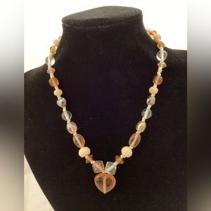 Glass heart and beads necklace